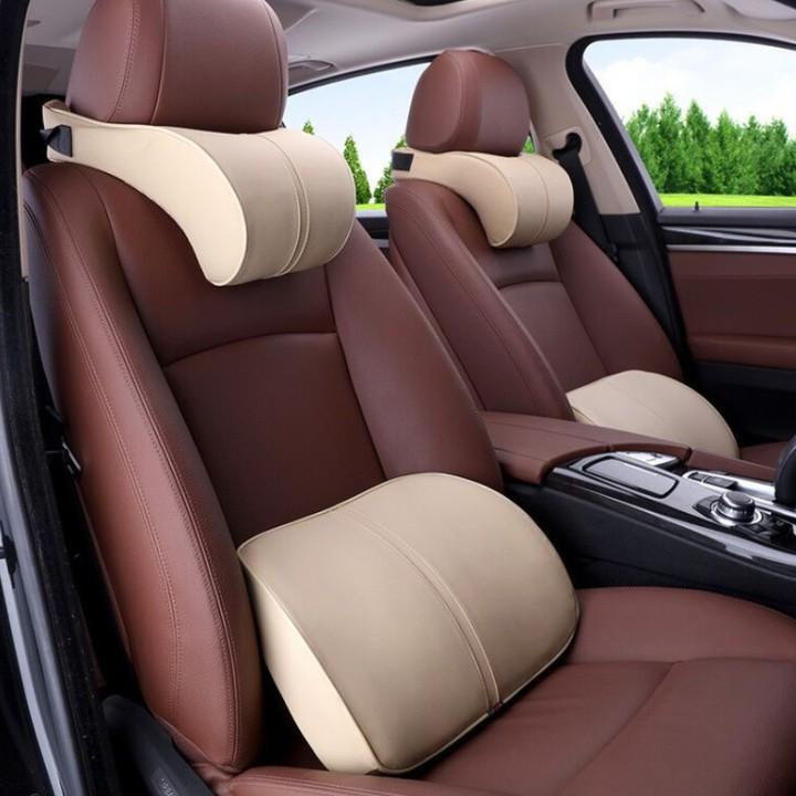 Bộ gối tựa đầu và lưng ô tô, xe hơi cao cấp chất liệu 100% cao su non - Mã: DC-TCTL01