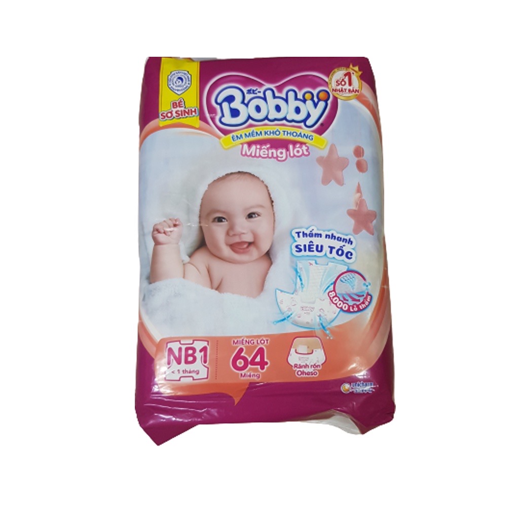 MIẾNG LÓT SƠ SINH BOBBY NB1 64 MIẾNG