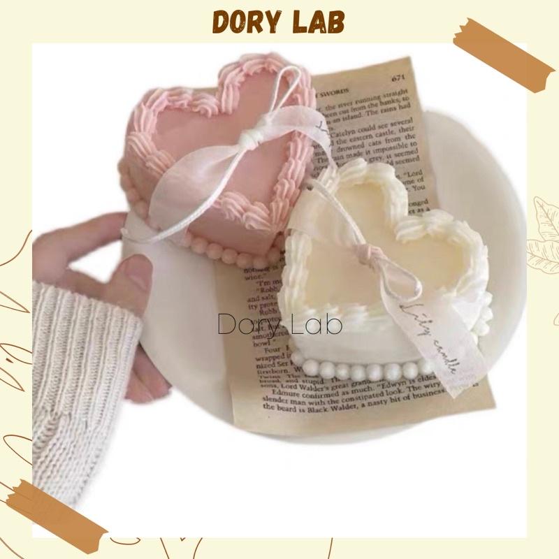 Nến Thơm Bánh Kem Trái Tim Nhiều Màu Sắc, Quà Tặng, Trang Trí - Dory Lab