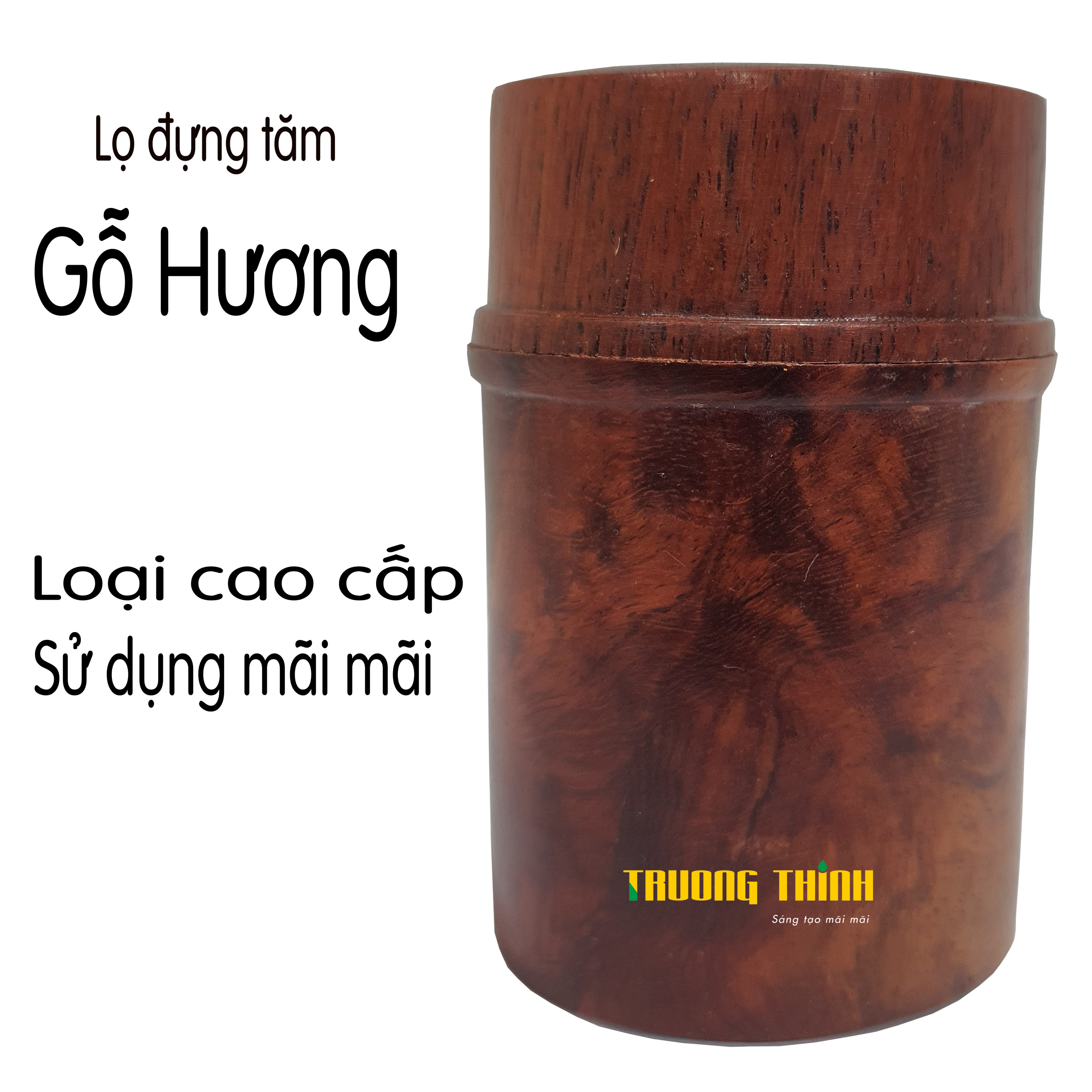 Lọ Đựng Tăm Bằng Gỗ Hương Cao Cấp Trường Thịnh Tiện Dụng Bền Đẹp Sang Trọng Tiết Kiệm – Hình Trụ Tròn.