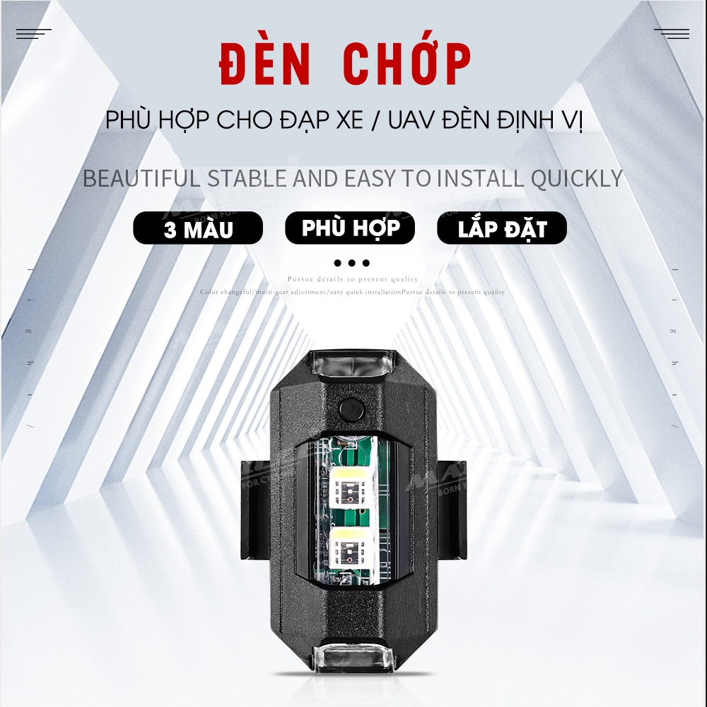 Đèn chớp xe đạp BX-087 đèn chớp 3 màu 90mAh dành cho đạp xe ban đêm/ đèn chớp định vị UAV ban đêm cho thiết bị - Mai Lee