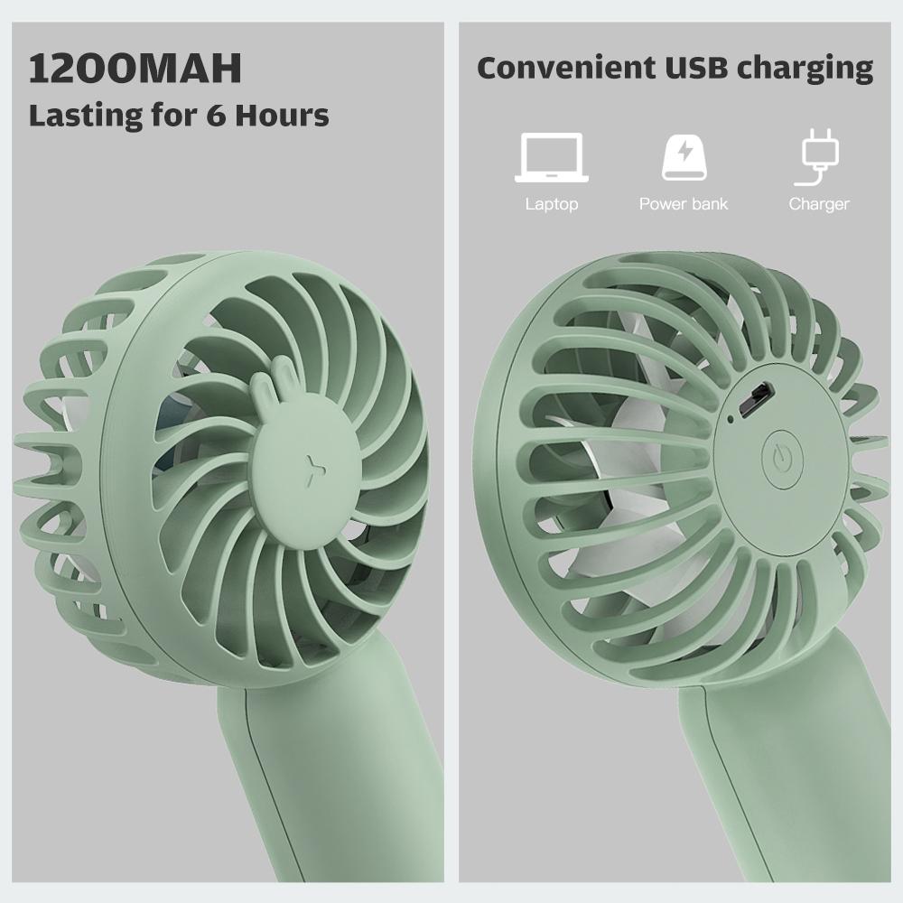 Quạt cầm tay mini di động sạc USB với 3 tốc độ quay, hoạt động yên tĩnh