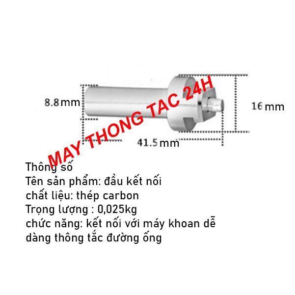 Dây thông tắc cống, đường ống dùng cho máy khoan dài 21m kèm 6 đầu thông + 1đầu kết nối máy khoan