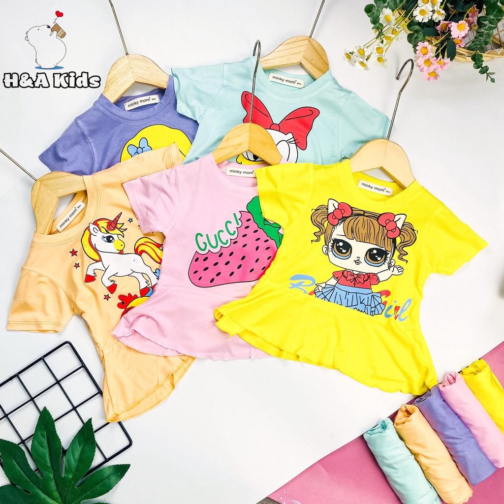 Bộ ngắn tay lai bèo quần đùi thun lạnh bé gái Minky Mom cho bé từ 7-32kg - HÀNG CHUẨN LOẠI 1