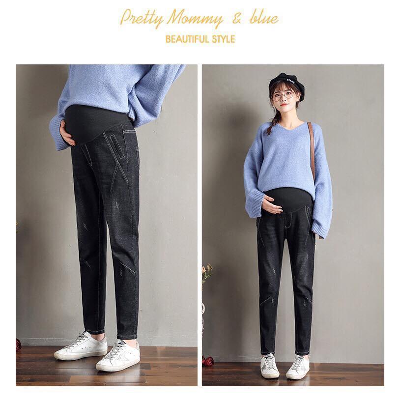 Quần Bầu jean baggy form rộng thoải mái