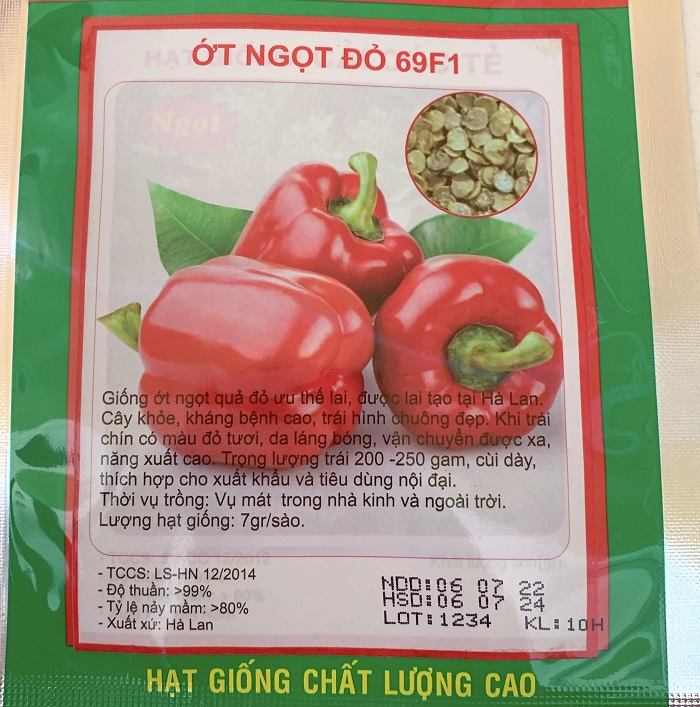 Hạt Giống Ớt Ngọt Đỏ F1 - Ớt Chuông Đỏ Ngon 4 Mùa - Gói 10 Hạt