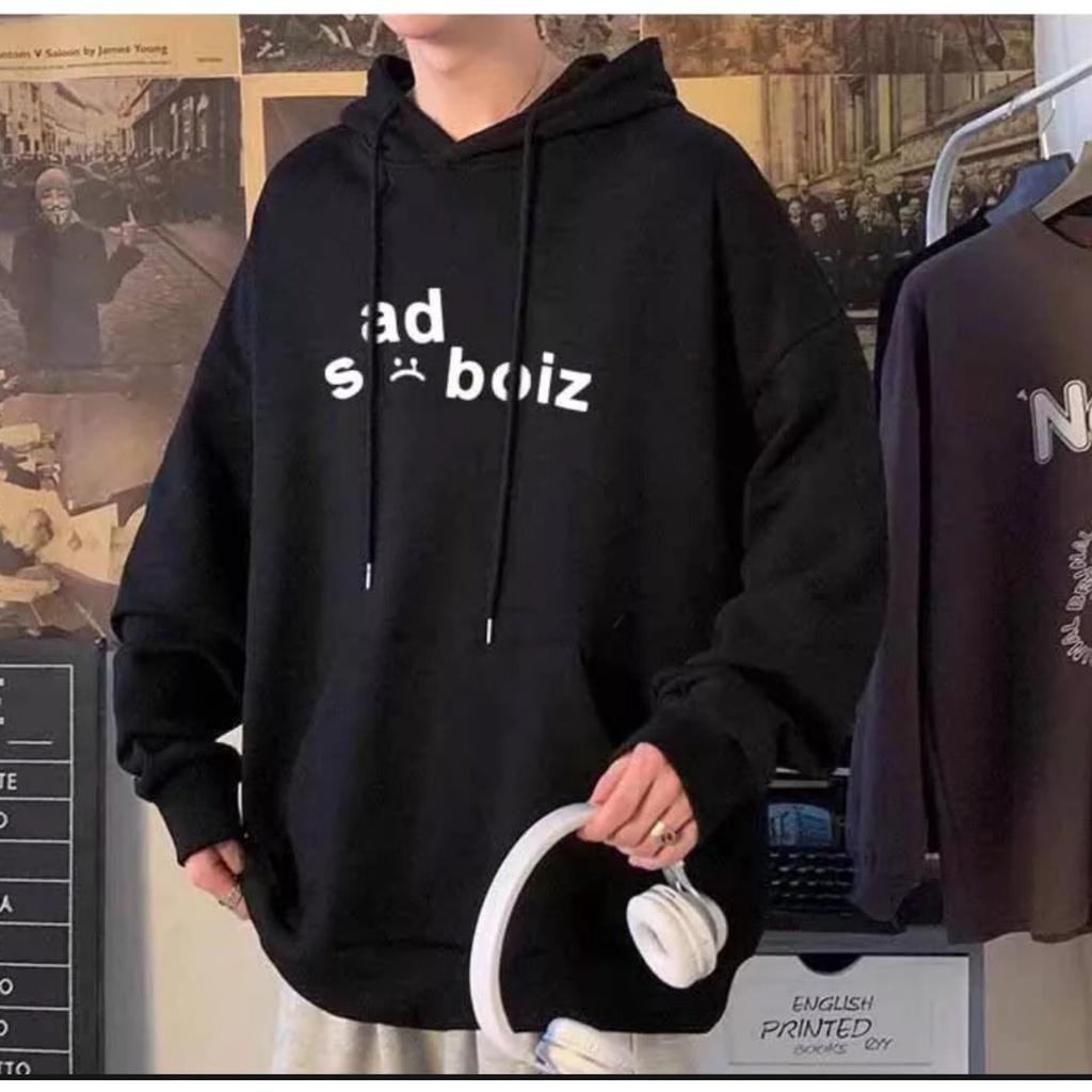 BST Áo khoác nam hoodie SADBOIZ Nón 2 lớp form rộng chất nỉ bông cao cấp dày dặn giữ nhiệt tốt cho nam nữ mặc nhà,đi học