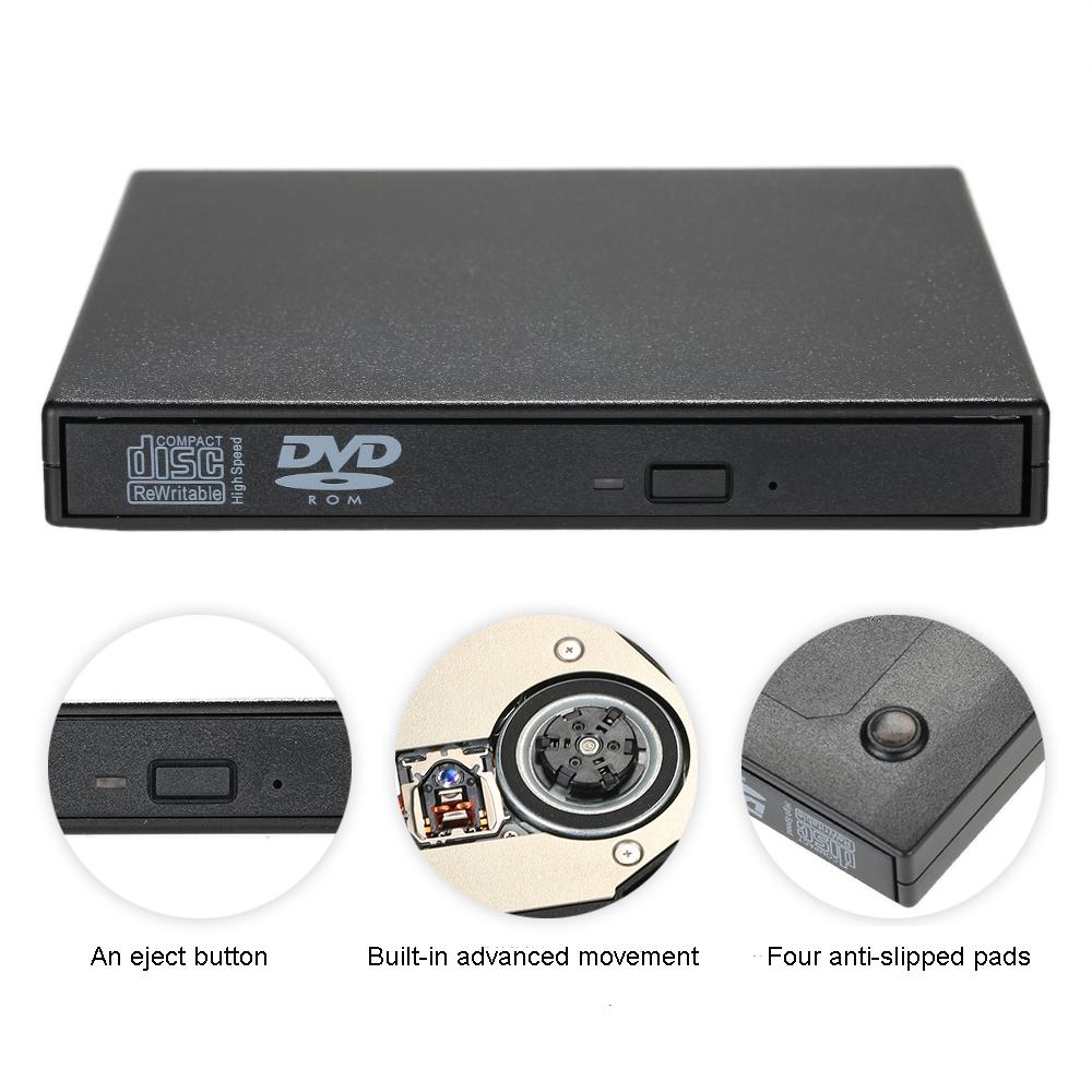 USB 2.0 Portable Slim External DVD/CD-RW Optical Disc Drive Reader Writer Player with Combo CD-RW Burner for MacBook/Air/Pro Laptop PC Desktop
