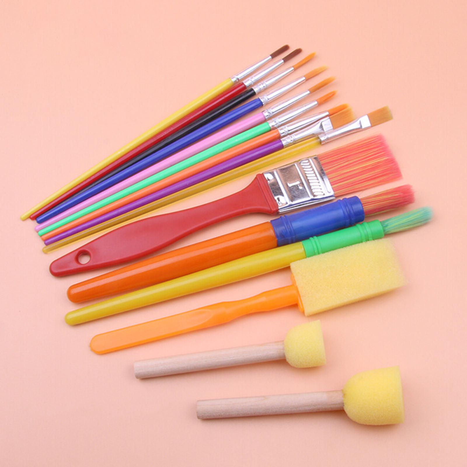 15pcs Paint Brushes Kit Drawing Watercolor Tools Kid Toddlers Art Supplies