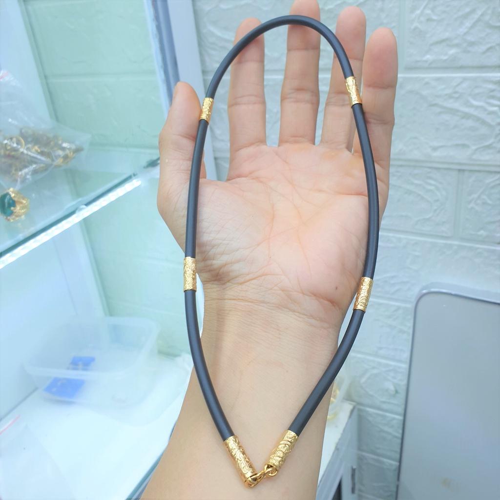 Dây Dù Đen Bọc Vàng Khắc Rồng Không Phai Cao Cấp-Dây Chuyền dùng lâu dài tắm rửa thoải mái