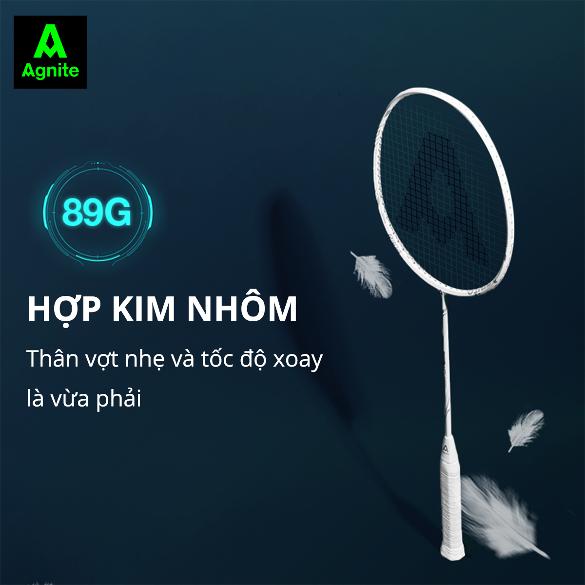 Vợt cầu lông đơn cao cấp Agnite, sợi CARBON, khớp nối liền siêu bền nhẹ tặng kèm 3 phụ kiện - ER304