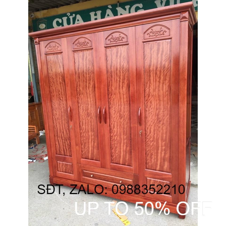 Tủ quần áo 4 cánh gỗ xoan đào
