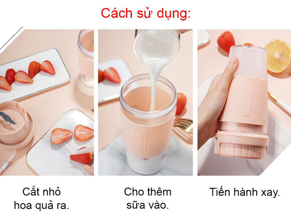 Máy xay hoa quả làm sinh tố (tích điện) mini bỏ túi tiện mang đi học đi chơi