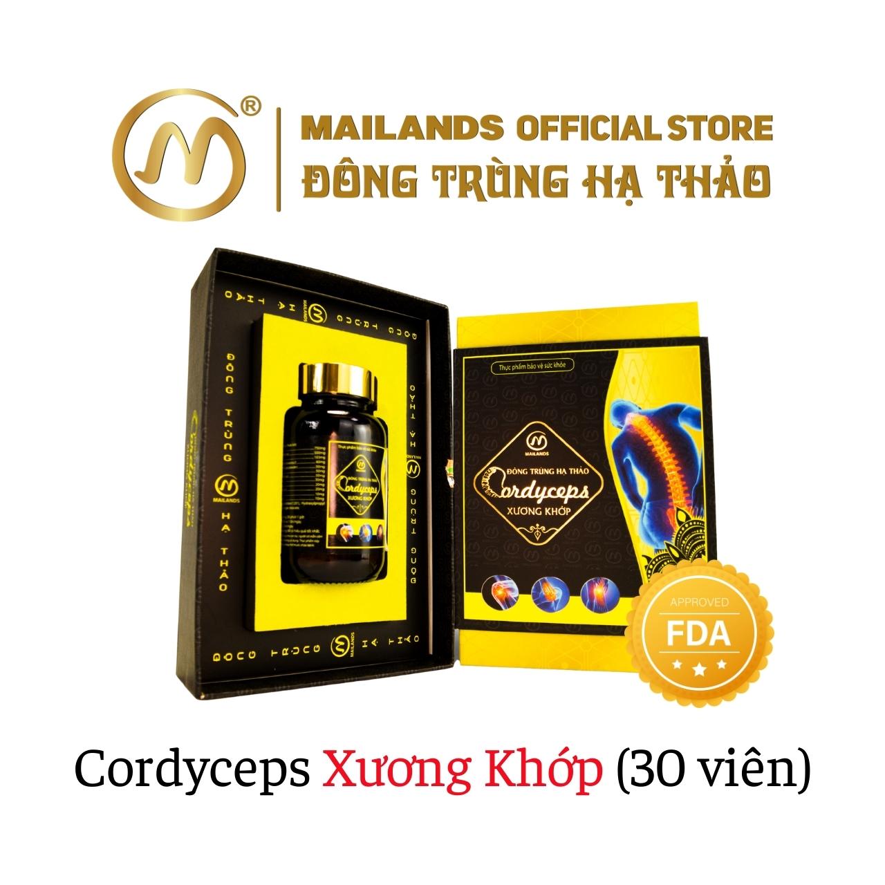 COMBO 4 hộp Đông Trùng Hạ Thảo Mailands Cordyceps Xương Khớp 30v và 60v