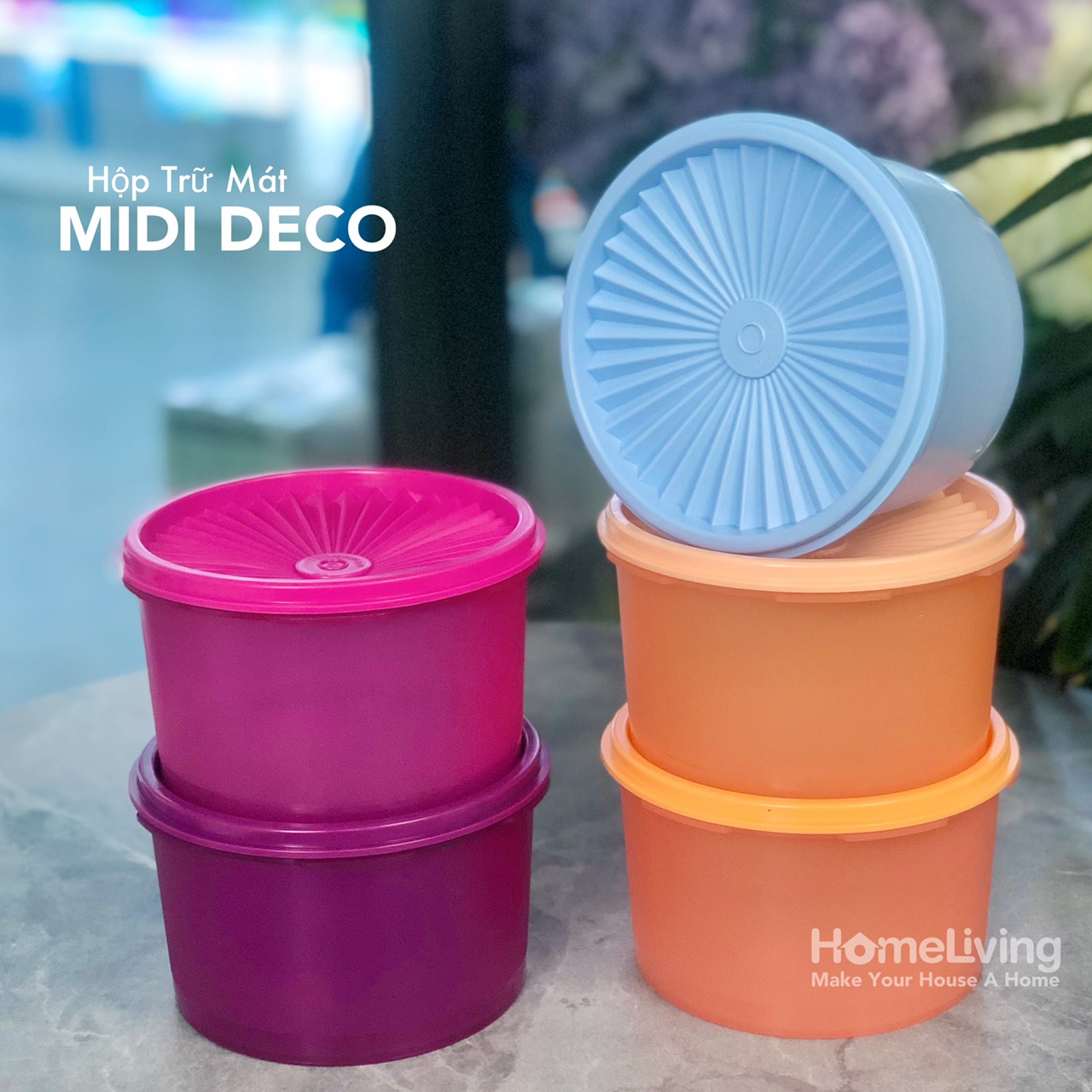 Bộ Trữ Mát &amp; Mát Tupperware Midi Deco Set 5