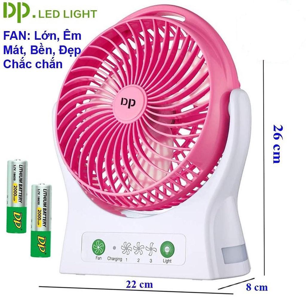 Quạt Sạc Tích Điện Để Bàn DP-7605 Cực Mạnh 27Cm Có Đèn Led