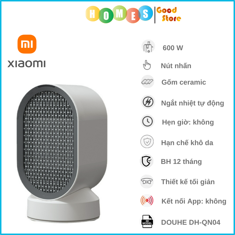 Quạt Sưởi Gốm XIAOMI MINI DOUHE DH-QN04, Phù Hợp Diện Tích Hoạt Động 10 m2, Công Suất 600 W - Hàng Chính Hãng