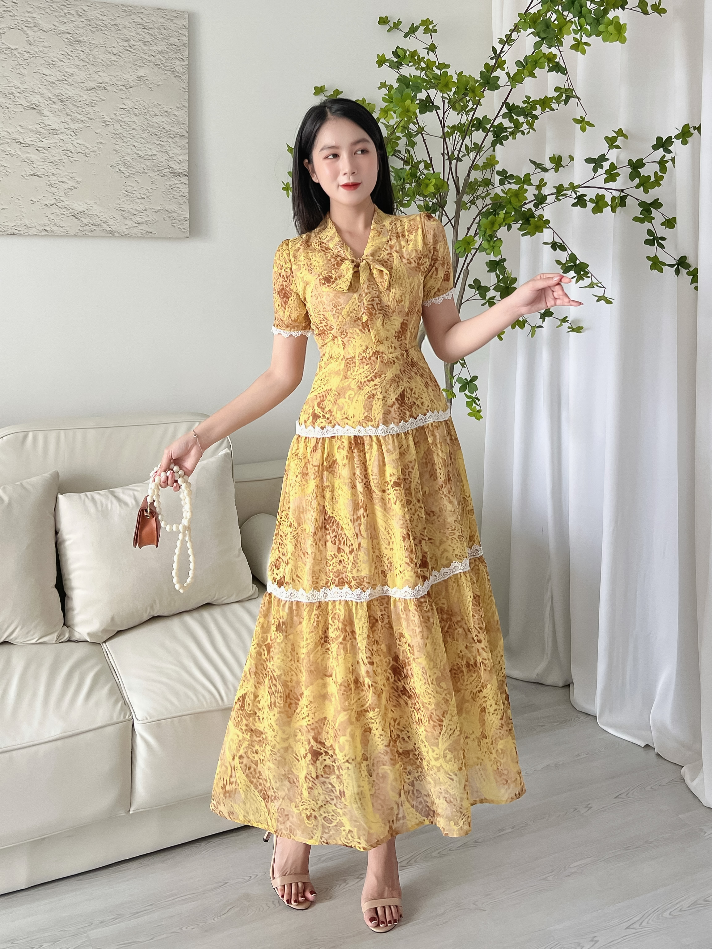 [HCM] Đầm maxi phối ren tầng duyên dáng D081 - Lady Fashion -Khánh Linh Style