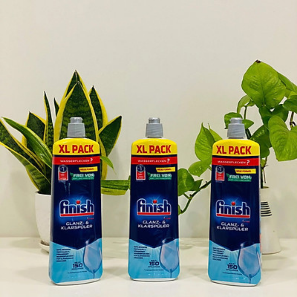 Nước làm bóng và khô chén, đĩa Finish Dishwasher Rinse Aid Shinier & Drier Dishes Lemon Sparkle 800ml QT004996 - hương chanh