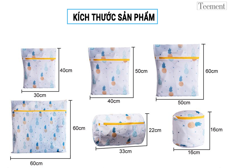 Combo 6 Túi Giặt Lưới Bảo Vệ Quần Áo Teement , Túi Lưới Mịn Polyester Bảo Quản Quần Áo Dùng Cho Máy Giặt Siêu Bền Tiện Dụng - Hàng Chính Hãng