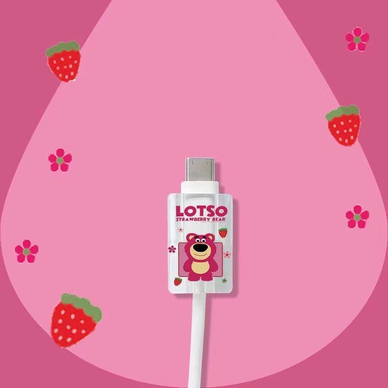 1 Vỏ Bọc Bảo Vệ Dây Cáp Sạc USB Bằng TPU Mềm Trong Suốt Hình Cinnamoroll Snoopy Kuromi Kaws Gấu Cho iPhone Android Type-C
