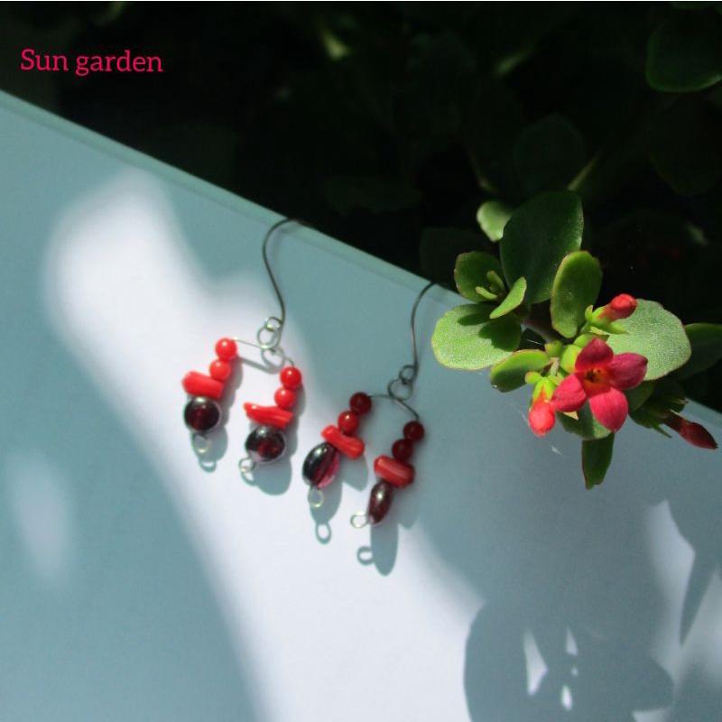 Bông tai san hô đỏ red coral handmade