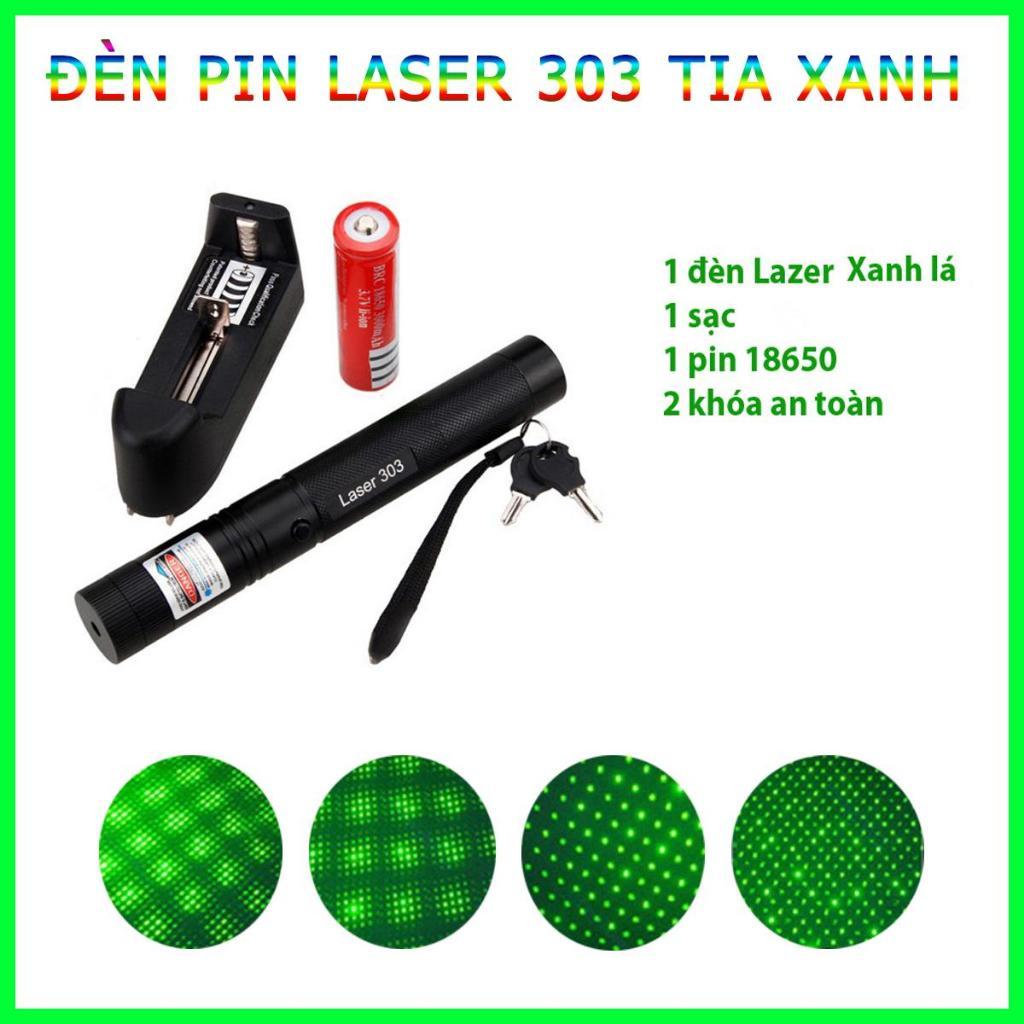 Đèn Pin Laser Tia Xanh Hoặc Tia Đỏ Kèm Pin Và Sạc
