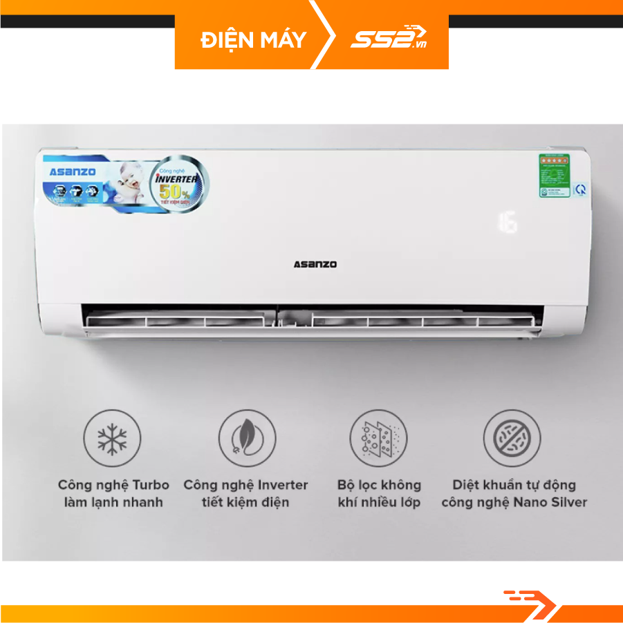 [Giao Hàng Toàn Quốc - Miễn Phí Lắp Đặt HCM] Máy lạnh Asanzo Inverter K18N66 - Hàng Chính Hãng