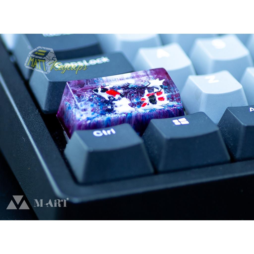 Keycap cá koi 2U trang trí bàn phím cơ (tone đỏ đen, tím)