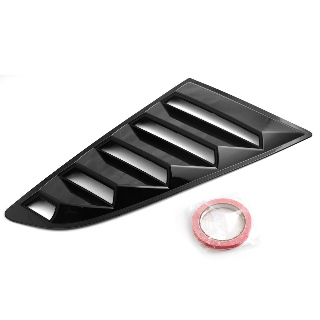 Pair Car Side Window Louver Cover 1/4 Scoop For Ford Mustang 2015-2017 Black