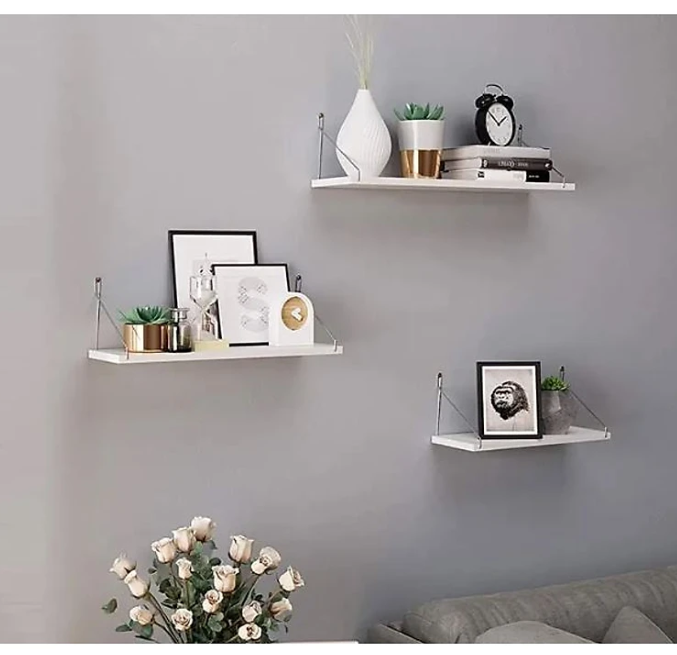 Kệ Thanh Ngang Treo Tường Không Cần Khoan Tundo CTKT02 KT 30/40/50/60/80x15 cm