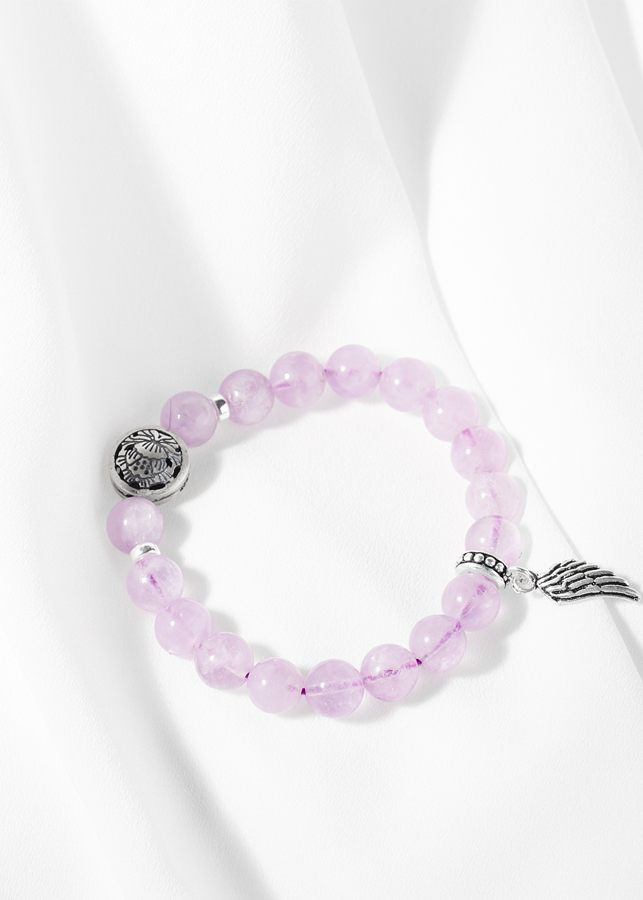 Vòng thạch anh tím ngọc phối charm cánh bạc Ngọc Quý Gemstones