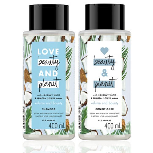 Combo Dầu gội và Dầu xả LOVE BEAUTY &amp; PLANET Phục hồi hư tổn với 100% dầu dừa organic và hương hoa ngọc lan tây 400ml