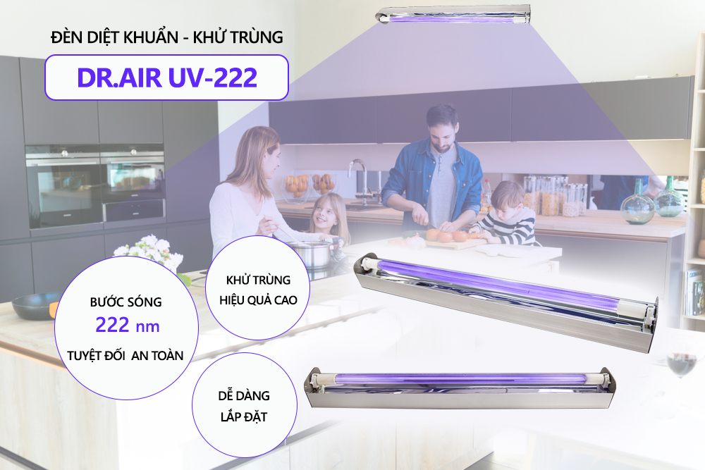 Đèn UV diệt khuẩn Dr.Ozone Dr.Air UV-222 loại treo tường - Hàng Chính Hãng