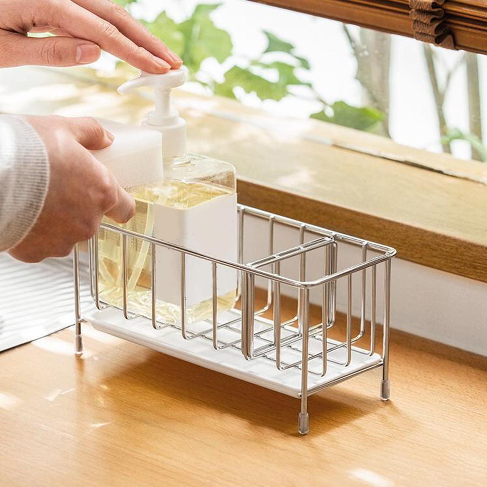 Kitchen Sponge Holder Drainer Basket Brush Soap Holder Caddy Organizer