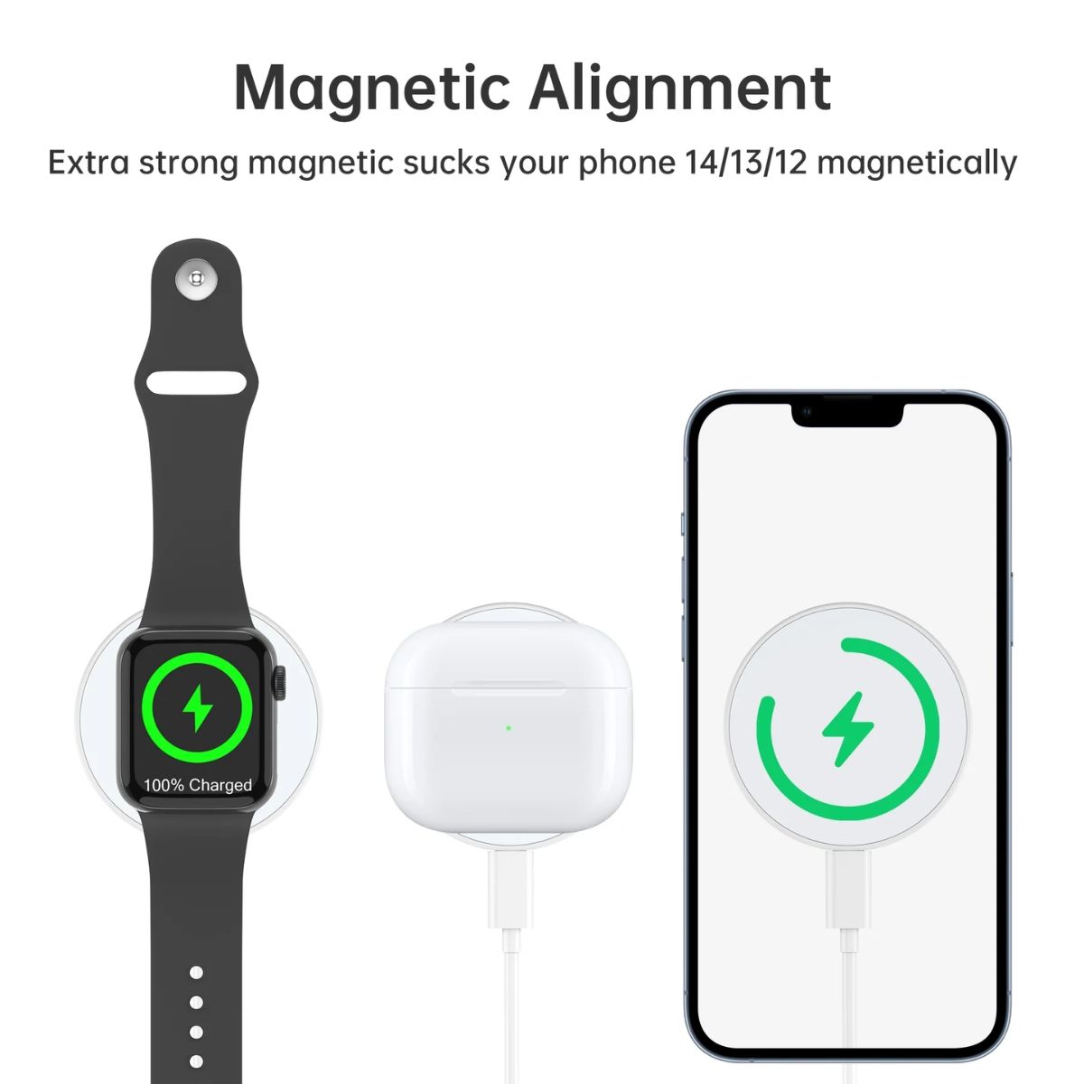 Nhẫn đỡ điện thoại mag-safe 2 in 1 tích hợp sạc không dây Choetech T603 dùng cho iphone, tai nghe và cho apple watch