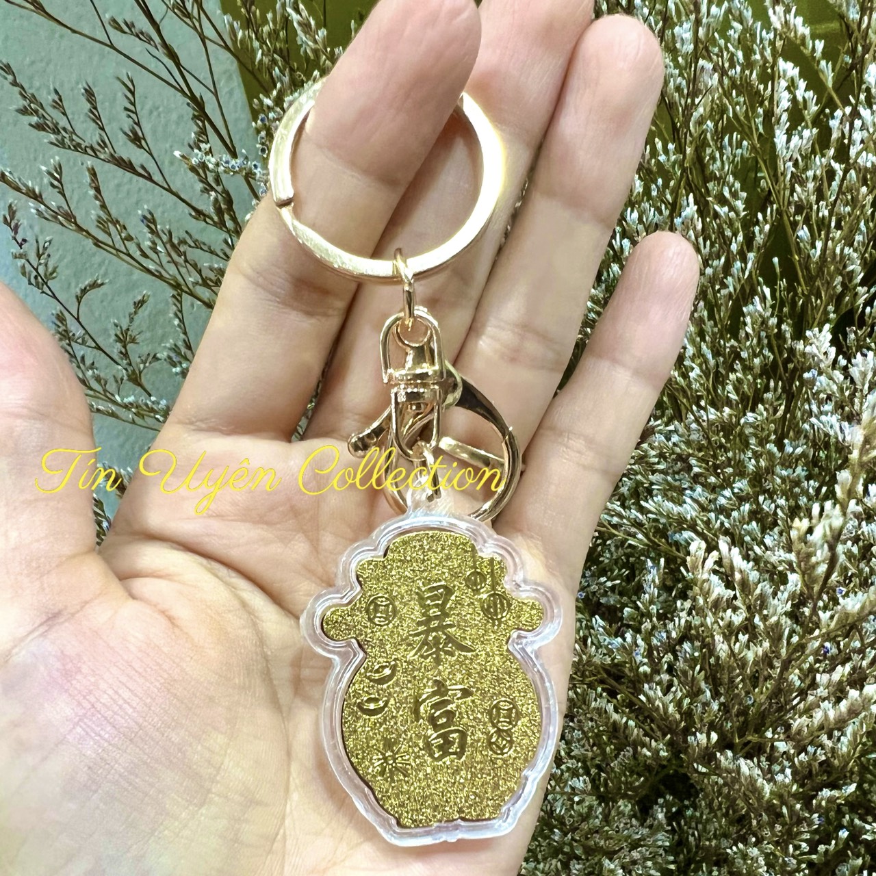 Móc Khóa Ông Thần Tài mạ vàng may mắn tài lộc treo khóa xe, treo túi ví, treo trang trí độc đáo