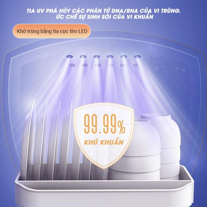 Tủ đựng bát đĩa khử trùng bằng tia UV giúp diệt 99,9% vi khuẩn - Giá úp bát có nắp đậy chống bụi bẩn