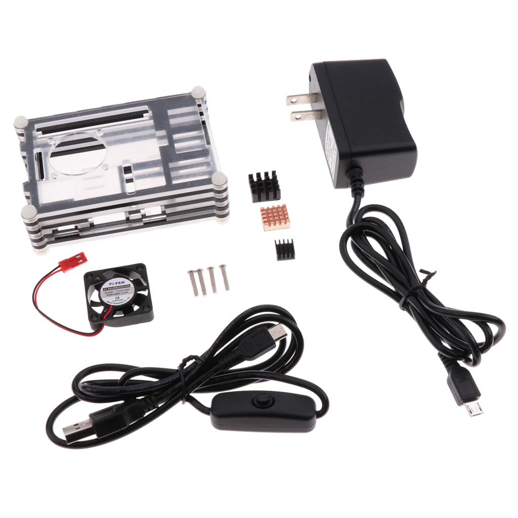 Transparent Acrylic Case with Fan and 2.5A Power Supply for Raspberry Pi 2 3