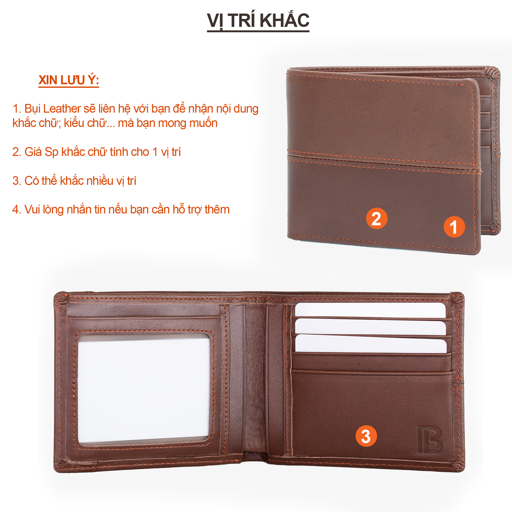 Ví nam da bò khắc tên theo yêu cầu V105K - Bụi leather