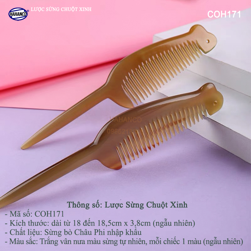 Lược sừng chuột xinh (Size: M - 18cm) COH171 - sang chảnh HOT TREND cho nữ - Lược xuất Nhật - chăm sóc tóc -  HAHANCO