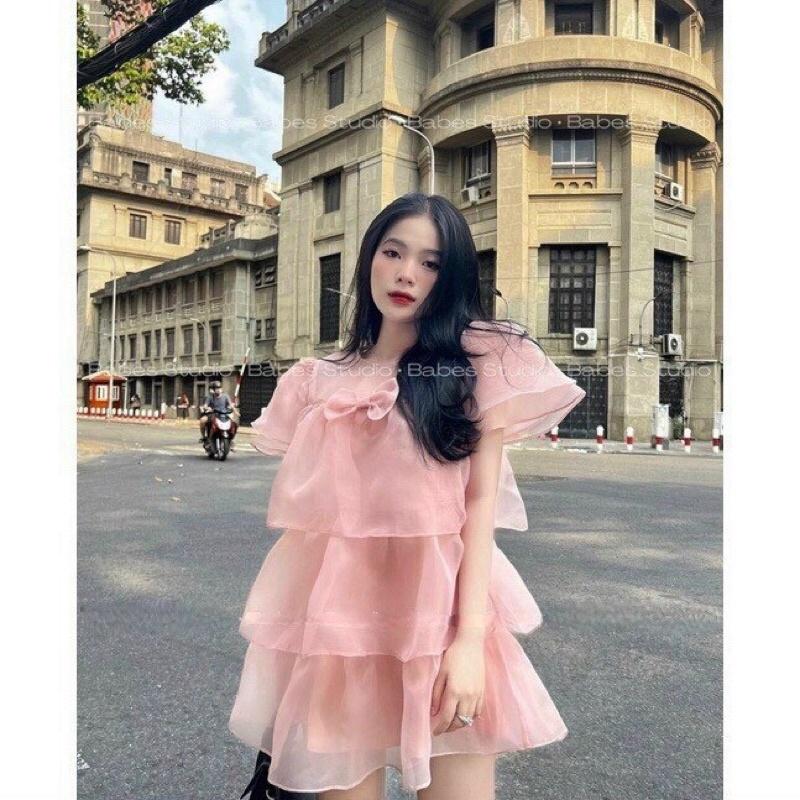 VÁY BABYDOLL 3 TẦNG TAY PHỒNG NƠ NGỰC 2 MÀU CỰC DỄ THƯƠNG XINH XẮN