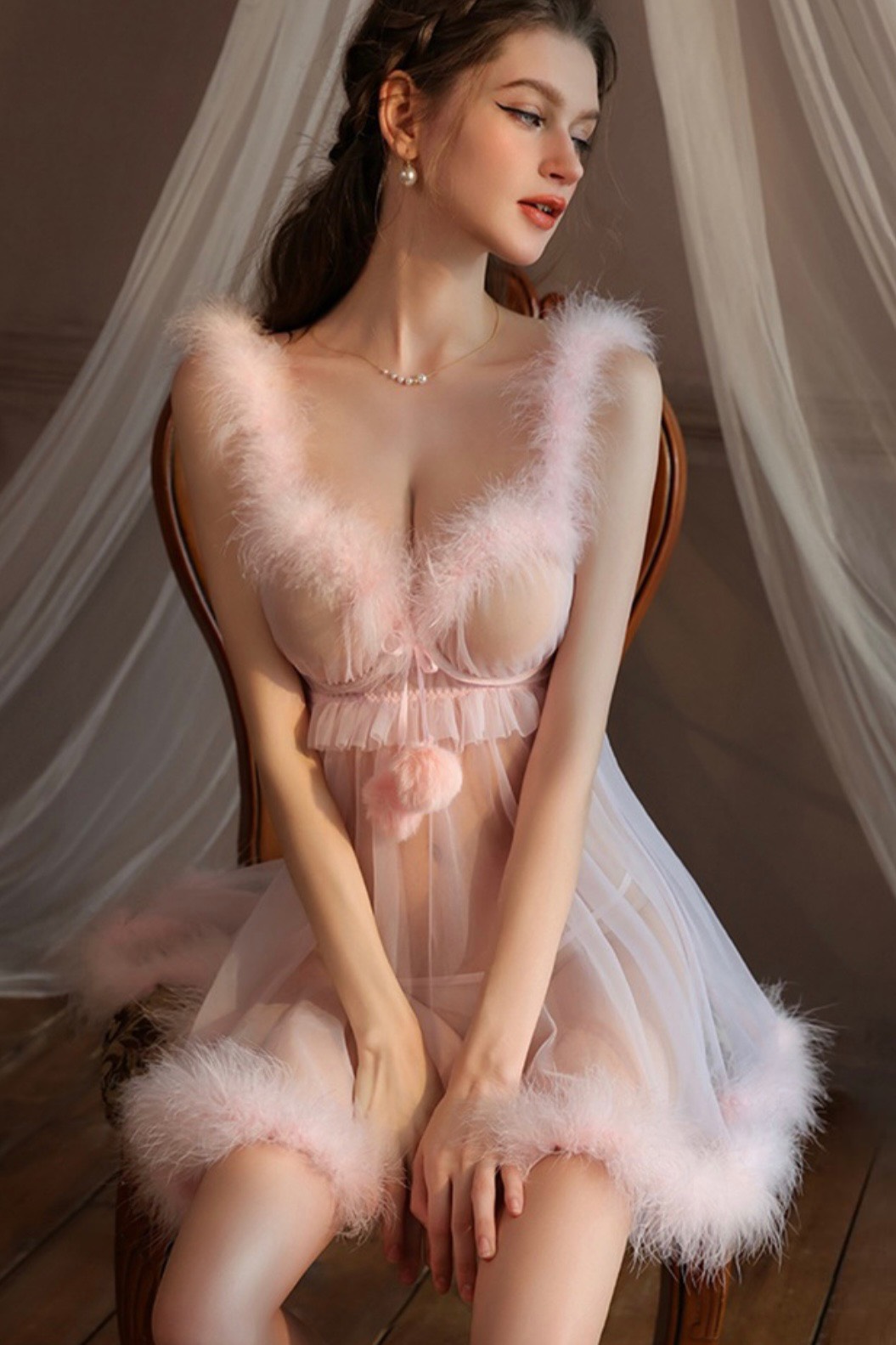 Váy Ngủ Ren Ấm Áp Gợi Cảm - B,Lingerie