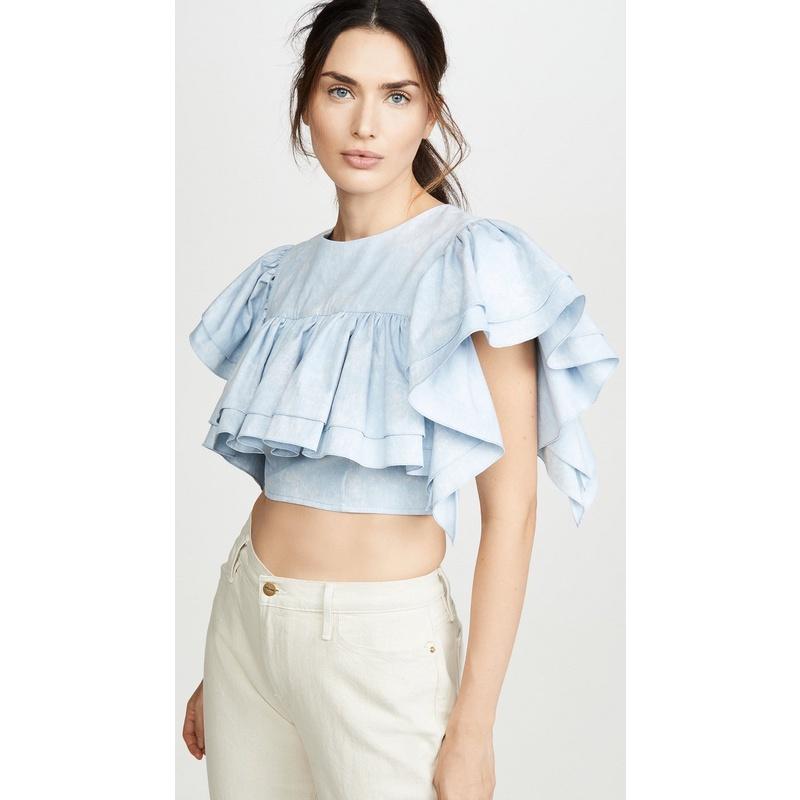Áo Trễ Vai Nữ Áo bánh bèo Croptop hở vai tay bồng bèo nhún thiết kế KLHSTORE 7.177
