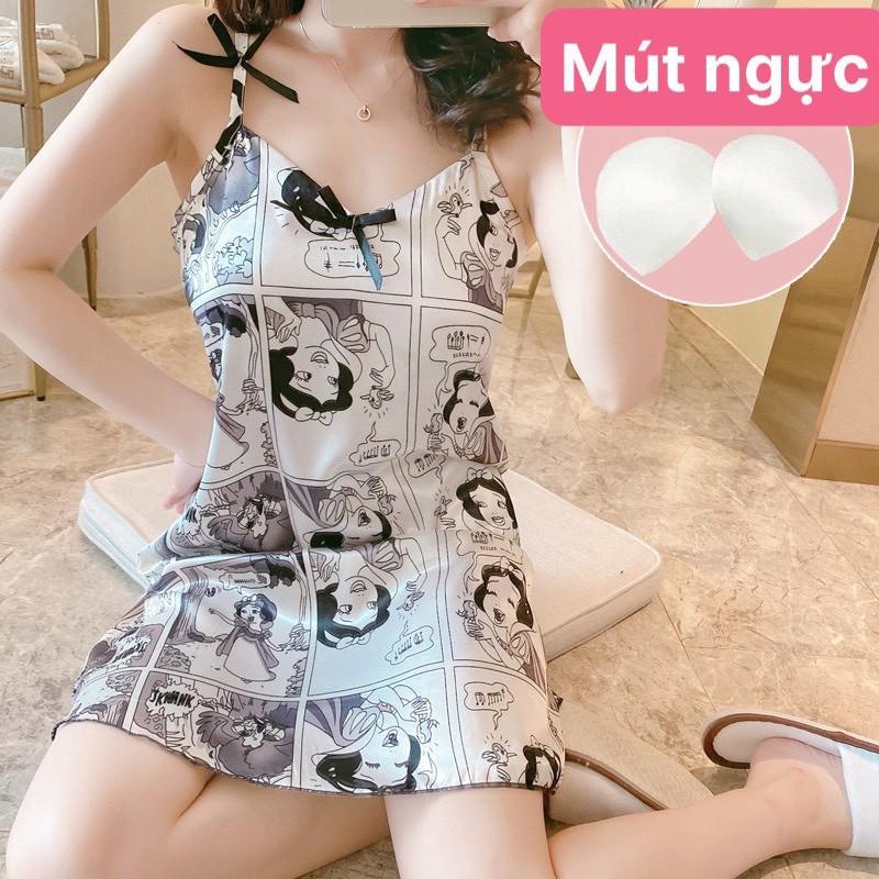Váy Nữ 2 dây chất lụa mềm mát ️ - Đầm ngủ cao cấp mùa hè xinh xắn dễ thương️ V2D290