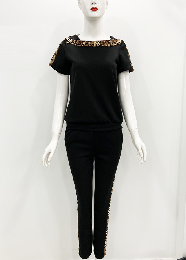 Sét bộ thun phối họa tiết da beo