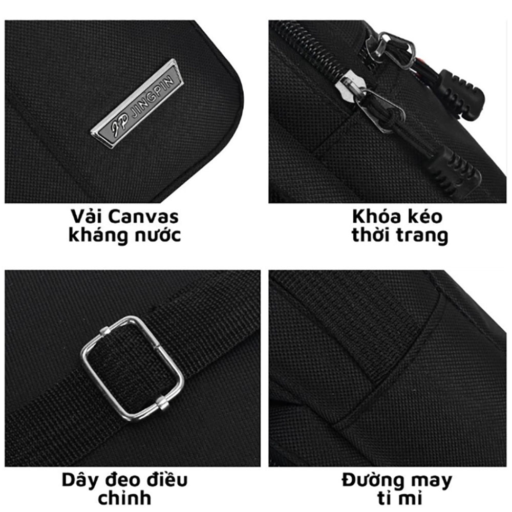 Túi đeo chéo vải Canvas T0194 3 ngăn siêu bền unisex nam nữ phong cách thời trang trẻ trung