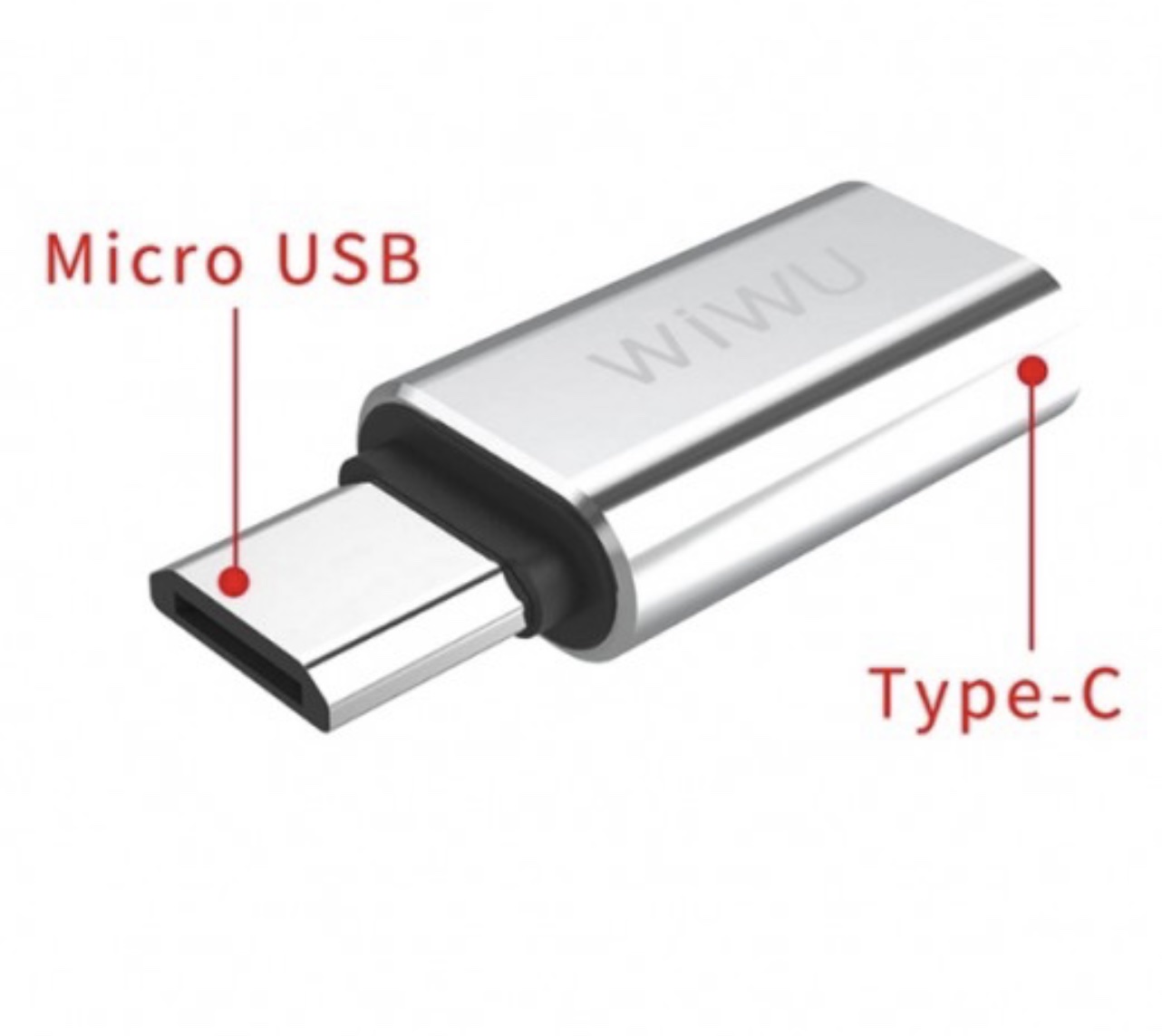 Hình ảnh Bộ Chuyển Đổi Wiwu OTG Micro USB To Type-C Cho Các Điện Thoại Phổ Thông Chất Liệu Hợp Kim Nhôm Cao Cấp - Hàng Chính Hãng