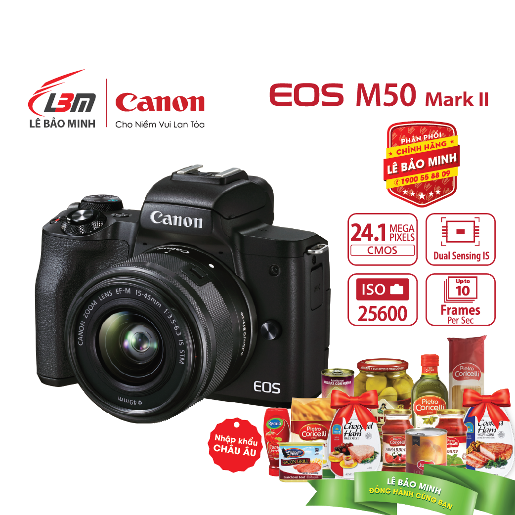 Máy ảnh Canon EOS M50 Mark II EF-M15-45mm F/3.5-6.3 IS STM  - Hàng Chính Hãng Lê Bảo Minh