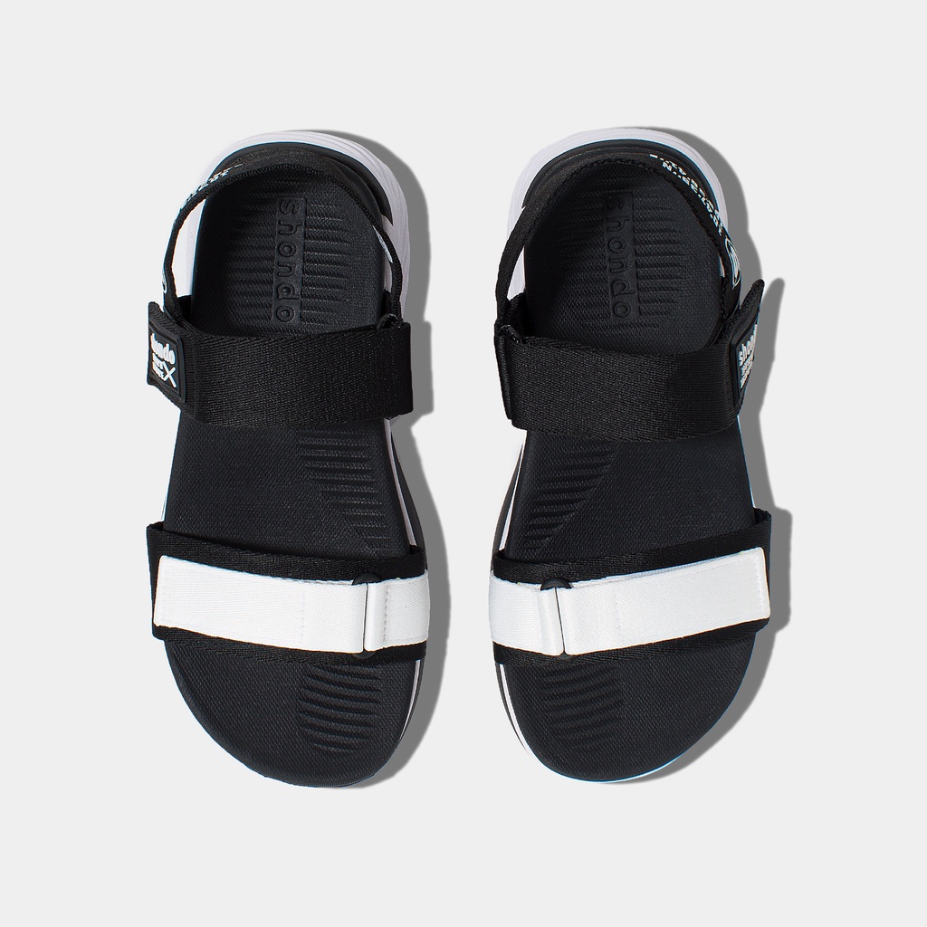 Giày Sandals Nam Nữ Shondo F7 Continew Đế Trắng Phối Quai Đen Trắng F7N0210